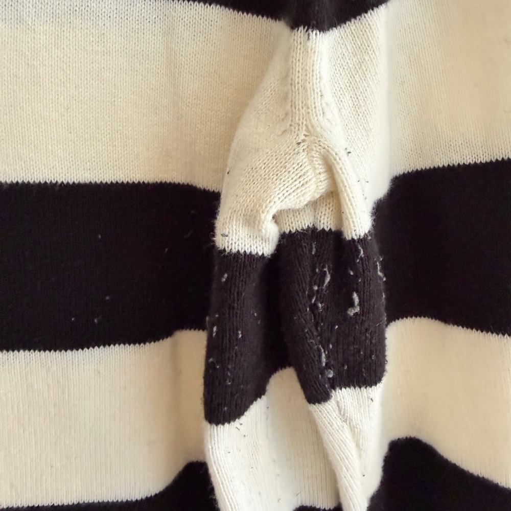 Tommy Hilfiger Black and White Striped Top with Red Star - Picture 4 of 5